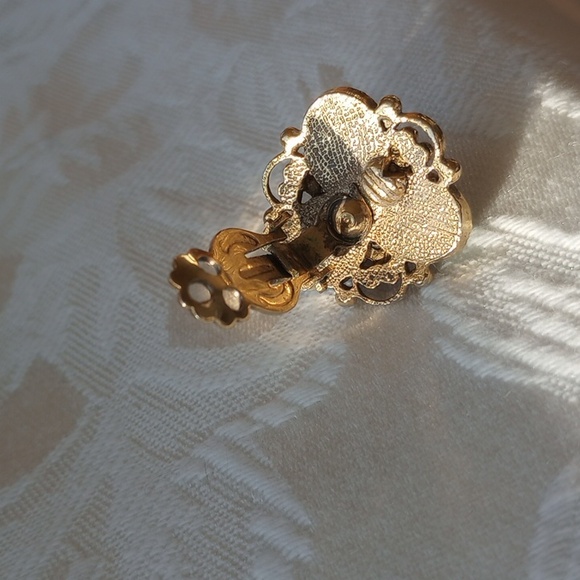 1960s Gold toned, Faux turquoise , Carnelian lapis lazuli Stones Cabochons Glass - Picture 4 of 7